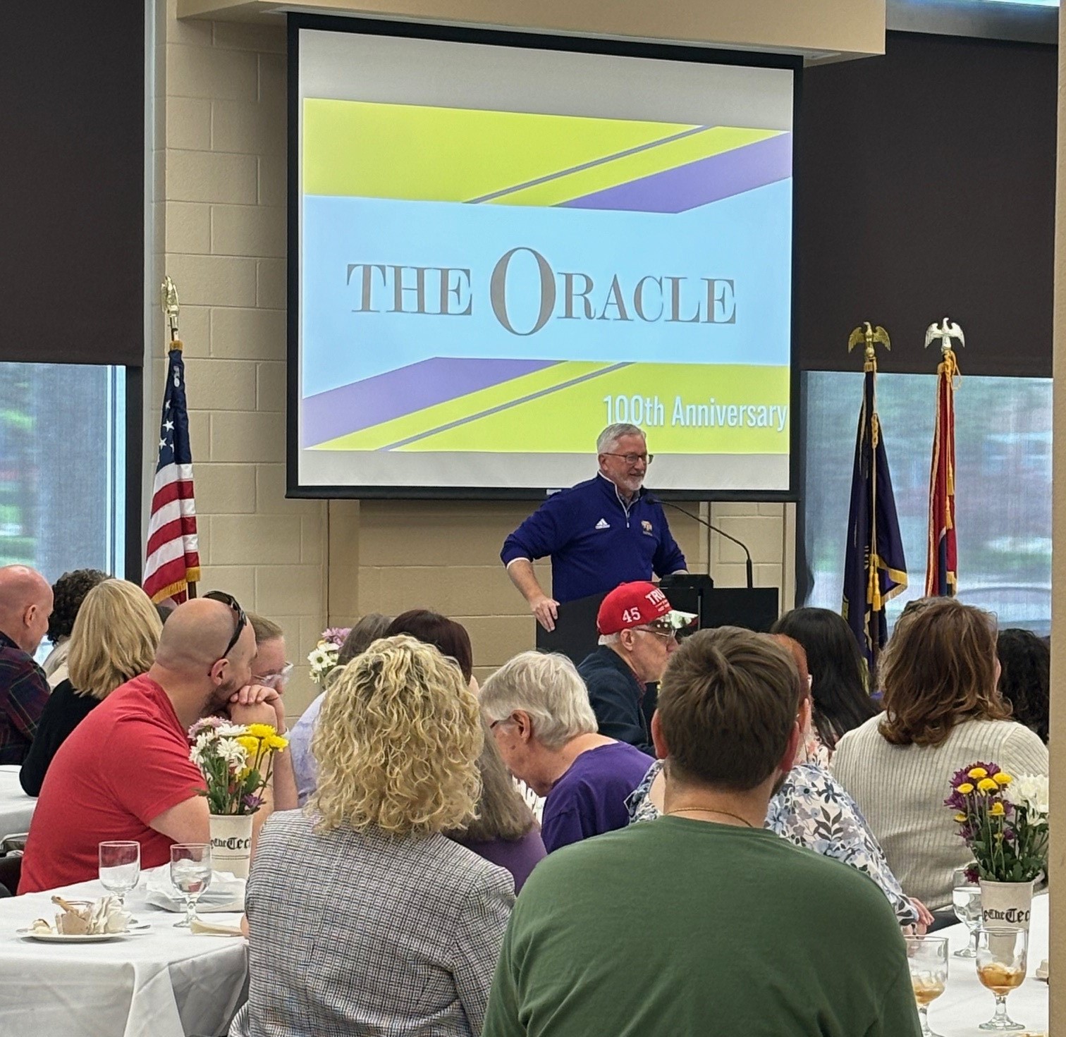 President Oldham speaks at The Oracle reunion
